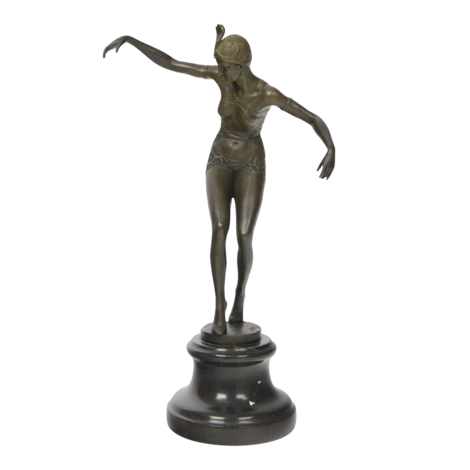  Art Deco style bronze figure of a dancer, upon a socle base, H37cm