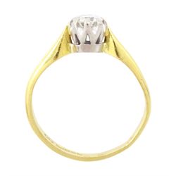 18ct gold diamond ring, eight claw set with a single round brilliant cut diamond of approx 0.40 carat, Sheffield 2002