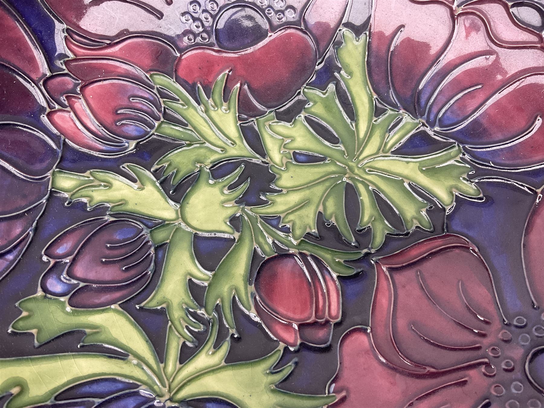 Moorcroft Anemone pattern fruit bowl, with painted and impressed marks beneath, D26cm