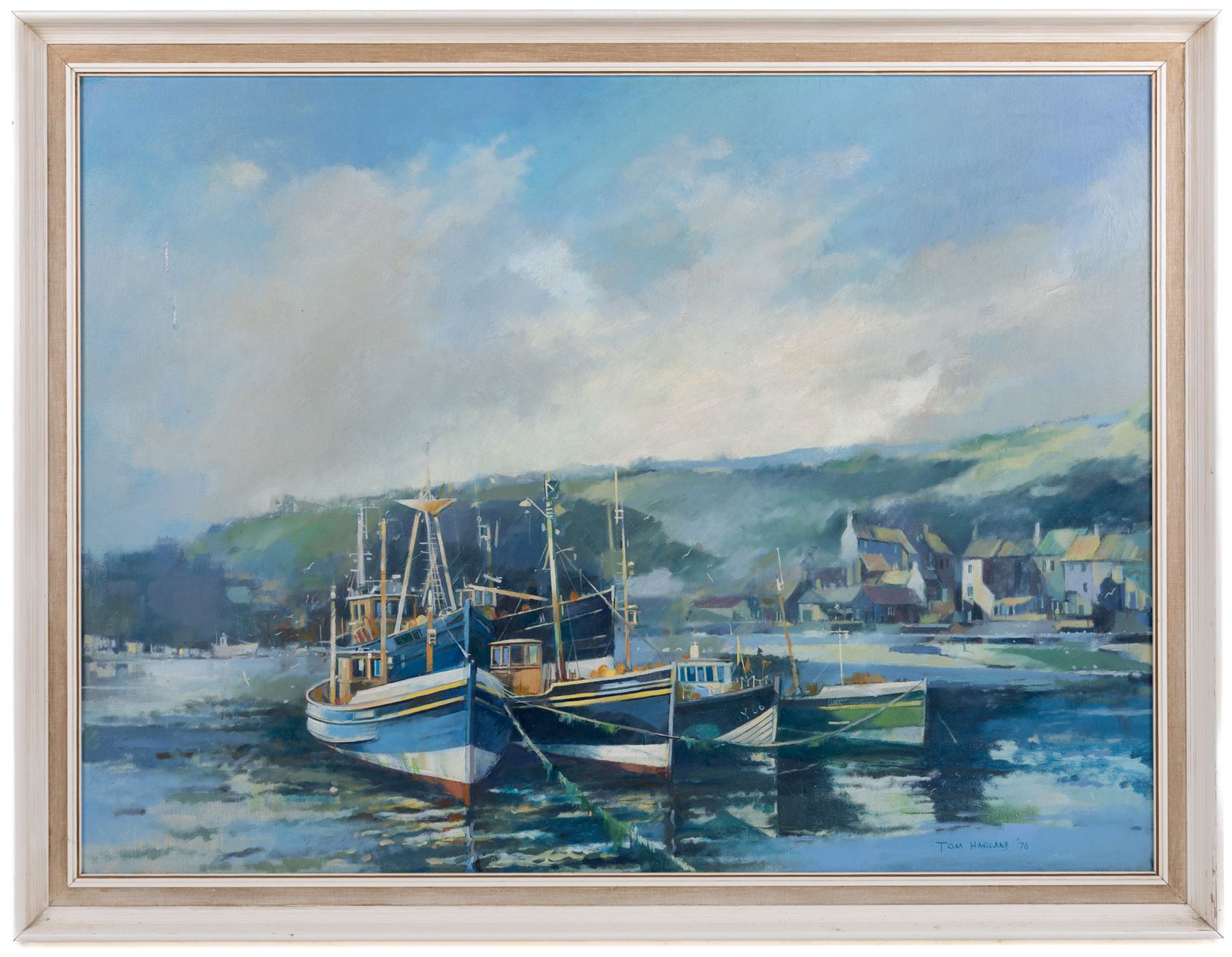 Tom Harland (Yorkshire 1945-2012): Cornish Harbour Scene, oil on canvas signed 60cm x 80cm