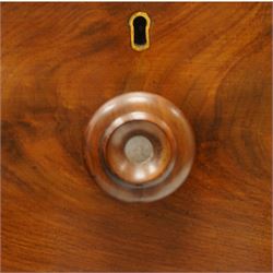 Victorian mahogany bowfront chest, with mahogany veneered drawers two over three drawers, turned handles with mother of pearl centres, raised on turned supports