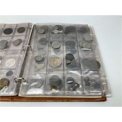 World coins and related items, including Maria Theresa restrike thaler, German silver five deutschmark coins, Sudan 20 piastres, Netherlands 1848 1/2 guilder, United States of America 1964 half dollar etc, small number of fantasy/replica coins etc, housed in a ring binder album 