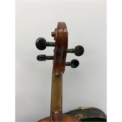 An early 20th century violin, The Maidstone, Murdoch & Co, London, with one piece maple back and spruce top, 60cm long, with bow, and ebonised coffin shaped case. 