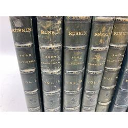Ruskin John: For Clavigera, Letters to The Workmen and Labourers of Great Britain, George Allen Kent, 1871-1884, eight volumes. Uniformly bound in full blue leather with panelled spines, all edges gilt 