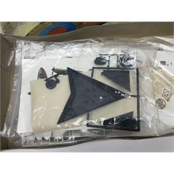 Three unmade construction kits - Airfix 1:24 scale Supermarine Spitfire Mk.1A; predominantly in unopened factory packaging with instructions and decal sheet; Frog Shell Welder with instructions; and Airfix Battle of Waterloo Farmhouse (instructions on box base); all boxed (3)