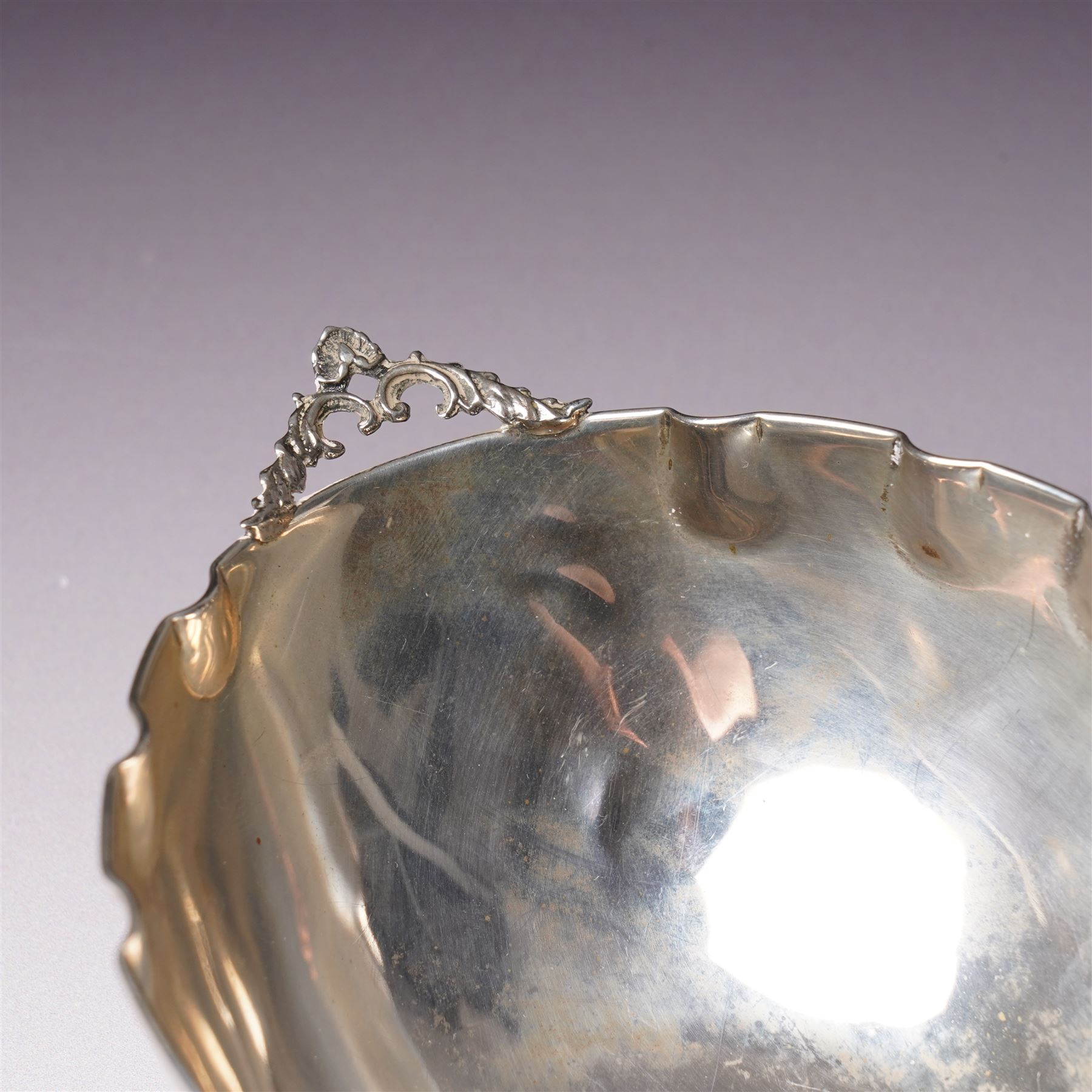 Continental 830 standard shaped rectangular shallow dish with pierced and moulded borders W18cm and an 830 standard oval dish with pierced handles W15cm