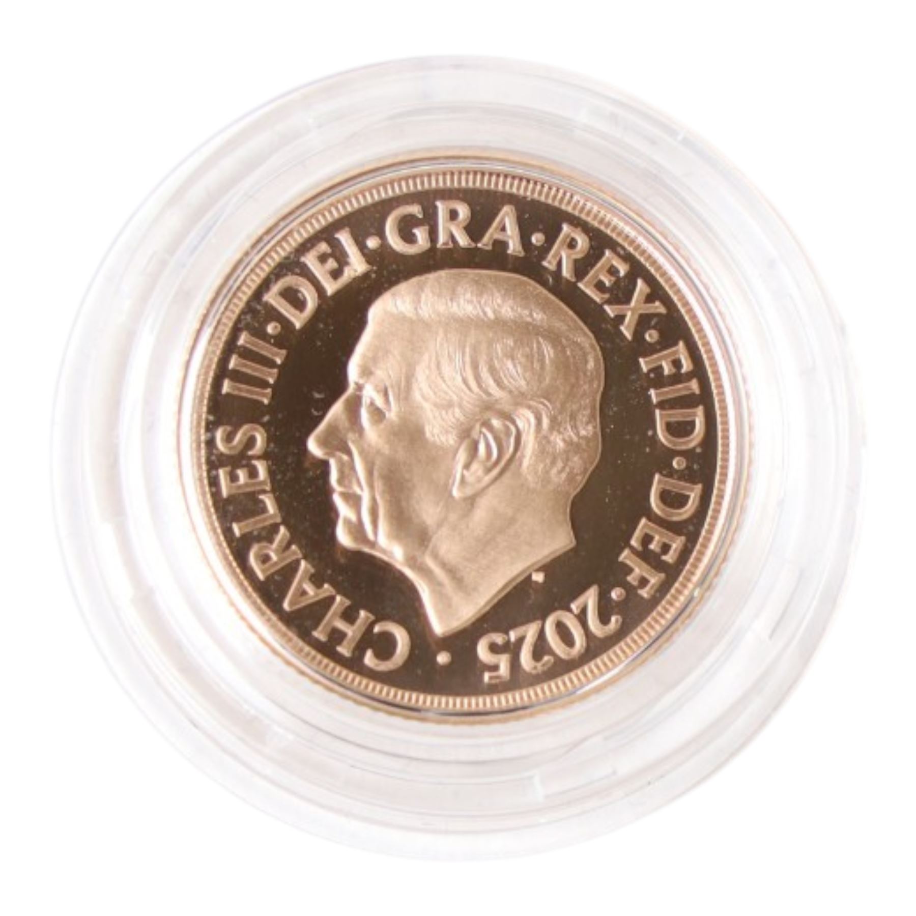 King Charles III 2025 'Shield' rose gold proof full sovereign coin, cased and boxed with certificate