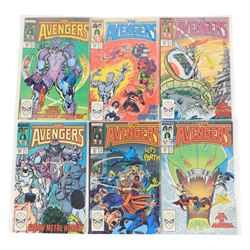 Forty-eight Marvel Bronze/Modern Age 'The Avengers' comic books, spanning years 1985-1990, comprising a continuous run of issues #261-#305 and issues #308, #309, #312 and #326