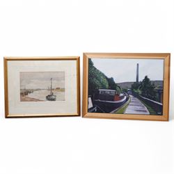 Collection of watercolours, pastel and oils including W B Morrison harbour watercolour (in one box)