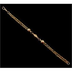 Victorian rose gold fancy link Albertina bracelet, stamped 9ct