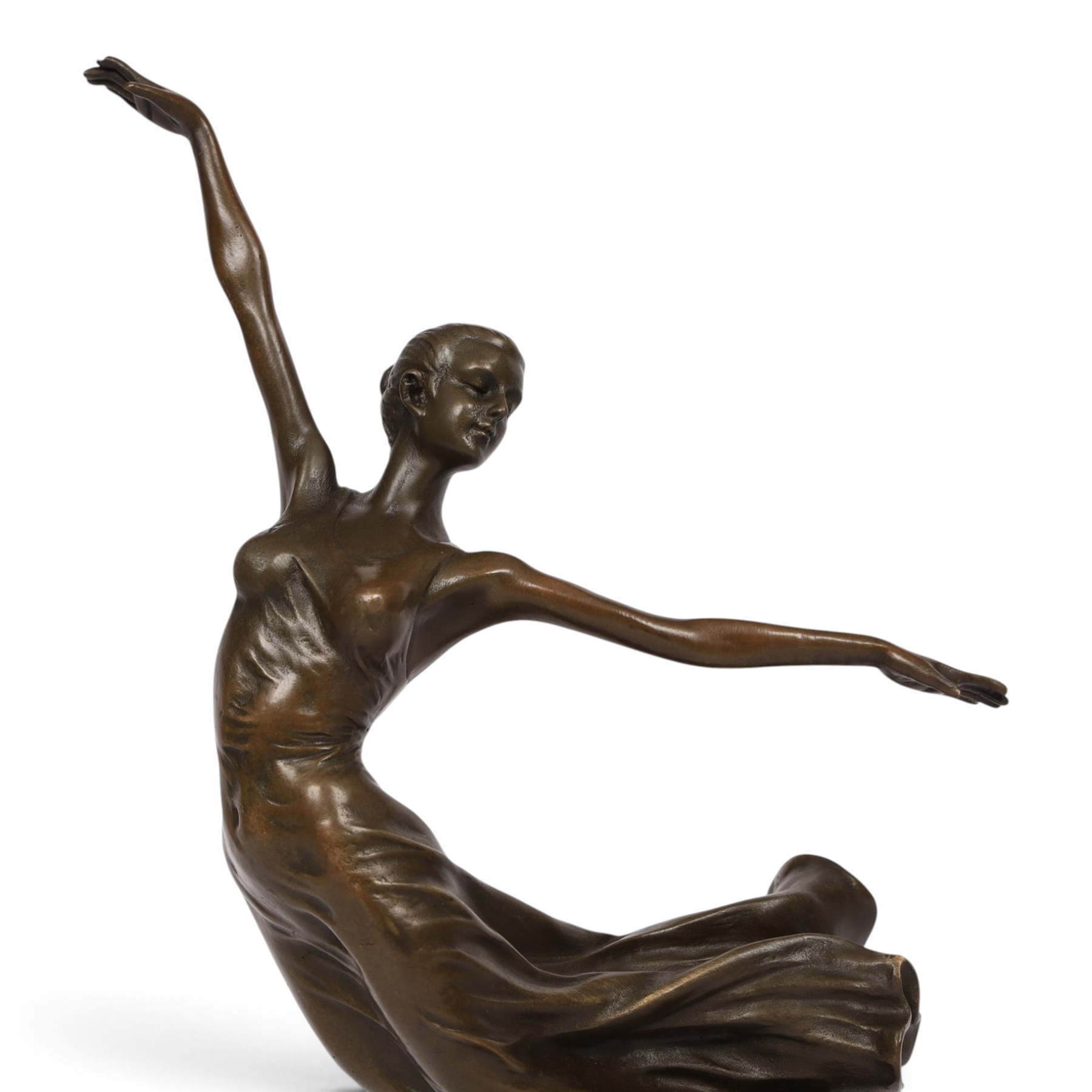 After Yvette - bronze figure modelled as a dancing ballerina, H34cm