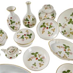 Wedgwood Wild Strawberry and Royal Worcester Evesham ceramics, including miniature teapot, jars, trinket dishes, etc