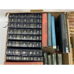 Quantity of early 20th century and later books to include leather and cloth bound examples, to include examples published by J.M Dent & Co, W.M Thackeray, Collins, Poems by Tennyson, etc, many with gilt detailing, in two boxes