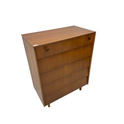 Avalon Yatton - mid-20th century teak chest, fitted with five drawers, on square tapering supports