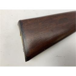 19th century Westley Richards .577/450 Martini Henry Mark 4 rifle dated 1896, the 82cm barrel marked Henry Rifling with civilian proof marks, two barrel bands and bayonet fitting, the lock marked ZAR for South African Republic/Zulu with cocking indicator on right hand side, lacking clearing rod, serial no.8211, L124.5cm