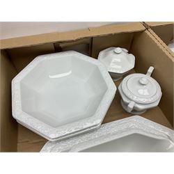 Rosenthal Classical Rose tea and dinner service for eight, including teapot, coffee pot, milk jug, covered sucrier, cups and saucers, dinner plates, serving dishes etc 