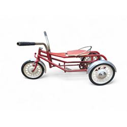 French Children's tricycle, red finish with chrome wheel guards, marked RD marque depose, H52cm