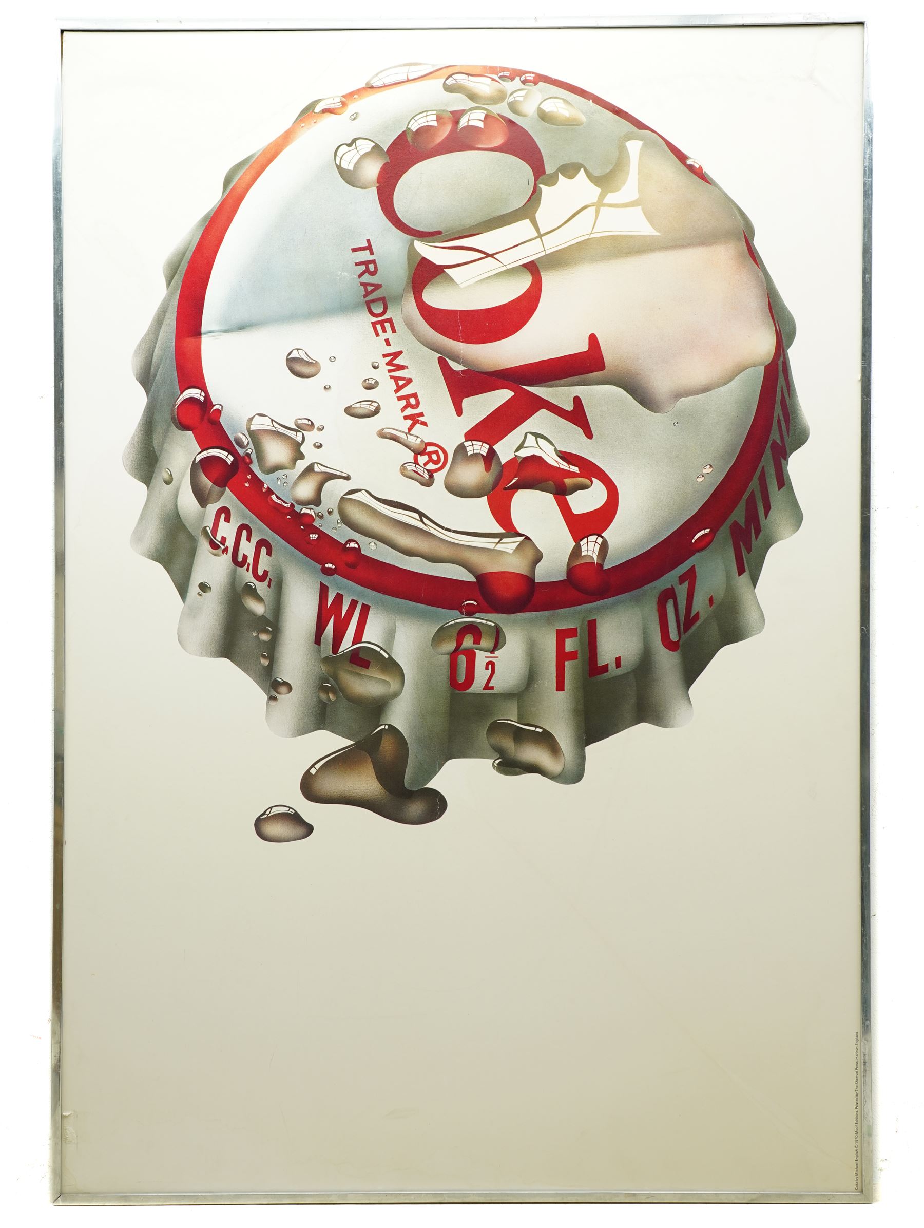 After Michael English (British 1941-2009): Coke Bottle Top Trademark, colour pop-art poster pub. 1970, 89cm x 61cm