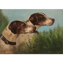 Henry Percy (British 19th/20th Century): Study of Hunting Dogs, oil on board signed 14cm x 19cm 