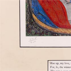 Edward Harris Wolfe (South African 1897-1982): 'Song of Songs', set of twelve limited edition lithographs on silvered paper each signed and numbered 228/250 in pencil, 36cm x 26cm, in matching frames (12)