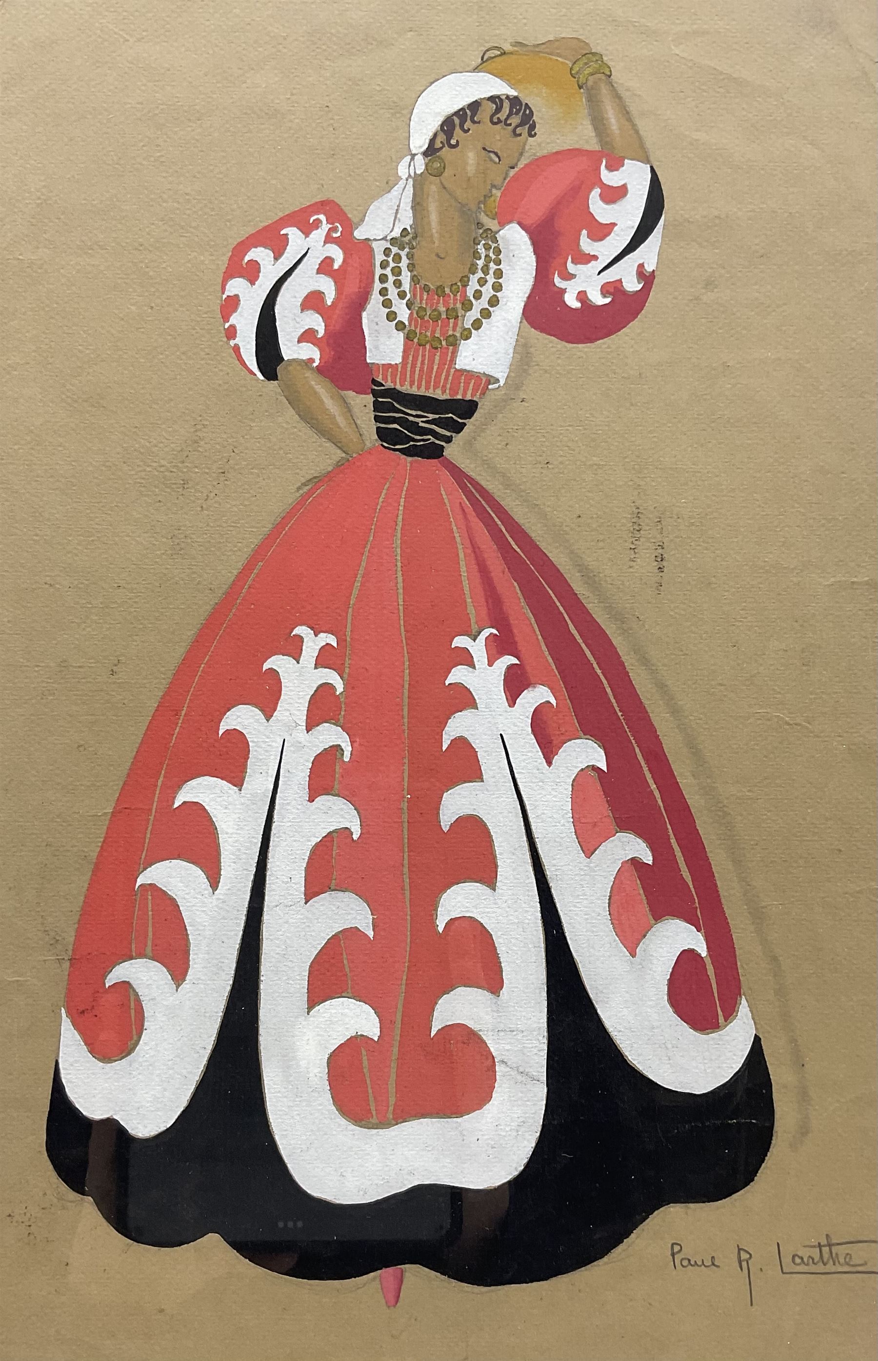 Paul Raoul Larthe (French 1909-1988): Flamenco Dancer, gouache signed 40cm x 25cm