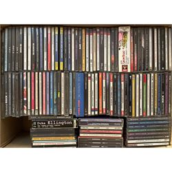 A large collection of mostly Jazz CD's including Glenn Miller, Gene Krupa, Duke Ellington, Stan Kenton, Benny Goodman and other music in four boxes (400+)
