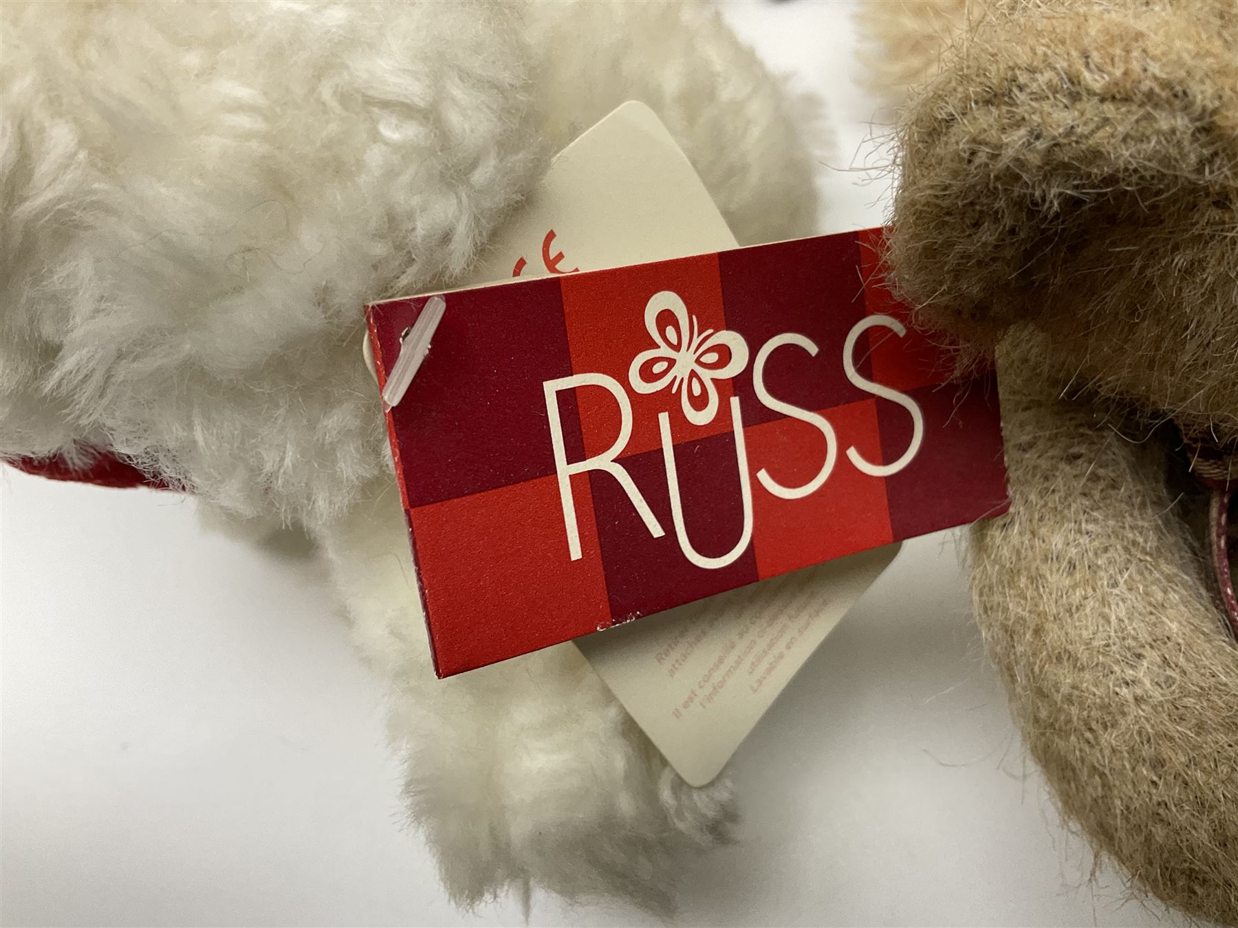 Eighteen Russ teddy bears including Ariella, Chloe, Spencer and Desmond,  mostly with tags, together with six other soft toys, tallest H42cm (24)