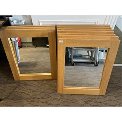 Ten light oak wall mirrors- LOT SUBJECT TO VAT ON THE HAMMER PRICE - To be collected by appointment from The Ambassador Hotel, 36-38 Esplanade, Scarborough YO11 2AY. ALL GOODS MUST BE REMOVED BY WEDNESDAY 15TH JUNE.