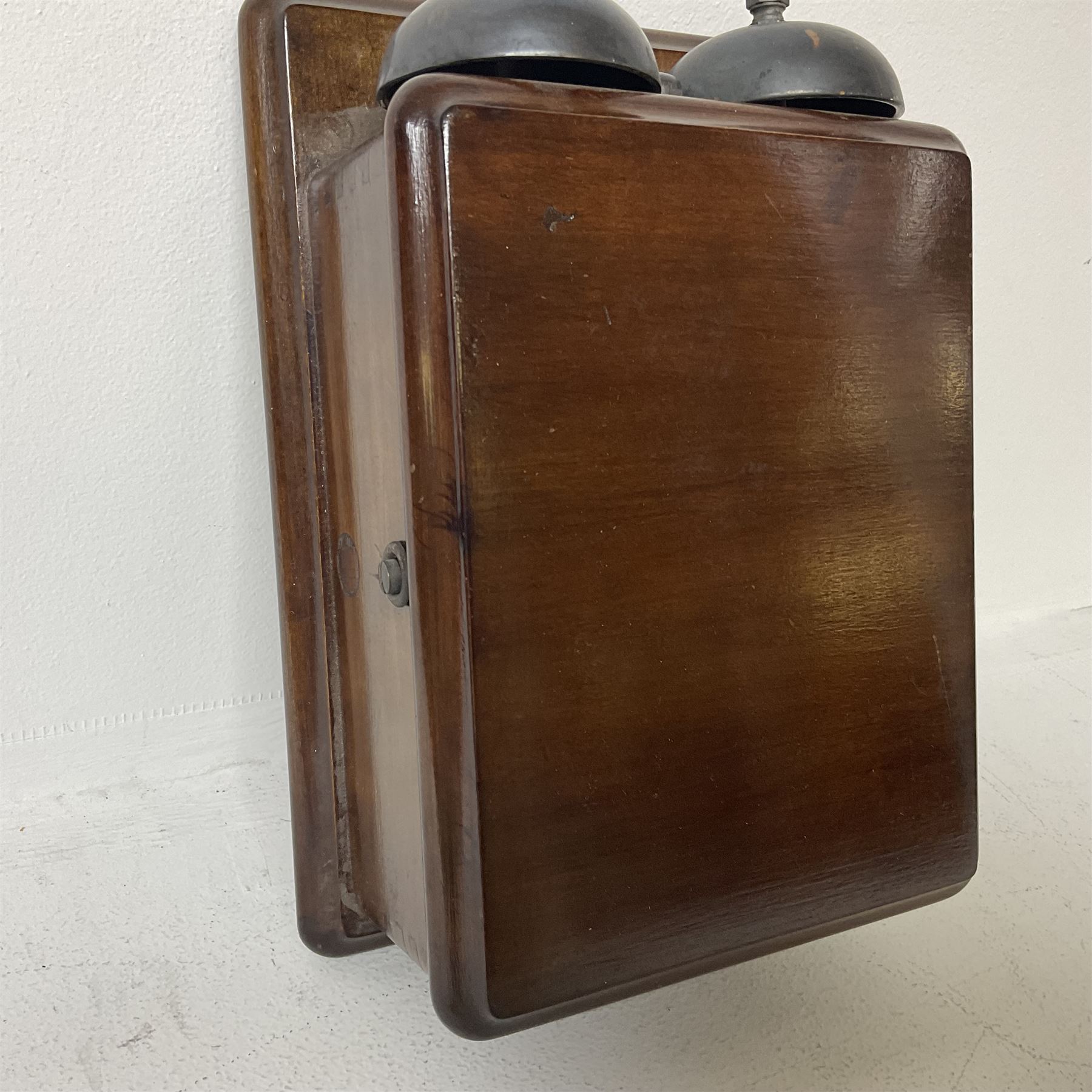 Two GPO wall mounted bell boxes, the first example marked no.1, and no.1A, together with three other wall mounted bell boxes 