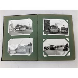 Approximately sixty five photographs of British trams, contained in a photo album  