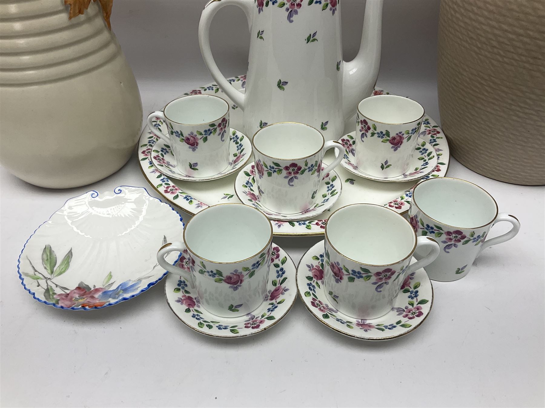Shelley Chatsworth pattern, coffee service together with Clarice Cliff vase etc
