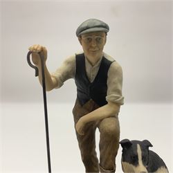 Three Border Fine Arts figures, comprising Winter Rescue, no JH41, Spring Chores, no JH69B and Time for Reflection, no JH19, all with wooden base 