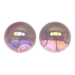 Pair of pink obsidian spheres, D6cm
