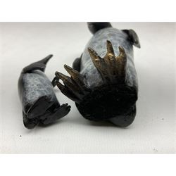 Steve Boss (British 1970-); Bronze figure group of a family of Emperor penguins, entitled Waddle, all with artists monogram beneath, tallest H12cm