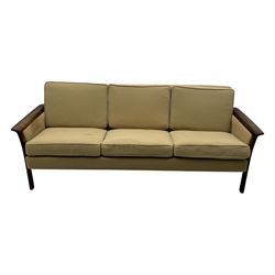Mid-20th century hardwood framed three-seat sofa 