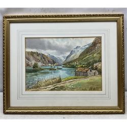 Frederick Richard Fitzgerald (British 1869-1944): Norwegian Fjord Landscape, watercolour signed 22cm x 32cm