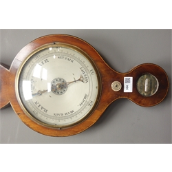  19th century mahogany five dial wheel barometer, swan neck pediment, H95cm  