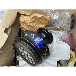 Collection of decorative Venetian masks together with other collectables, in two boxes 