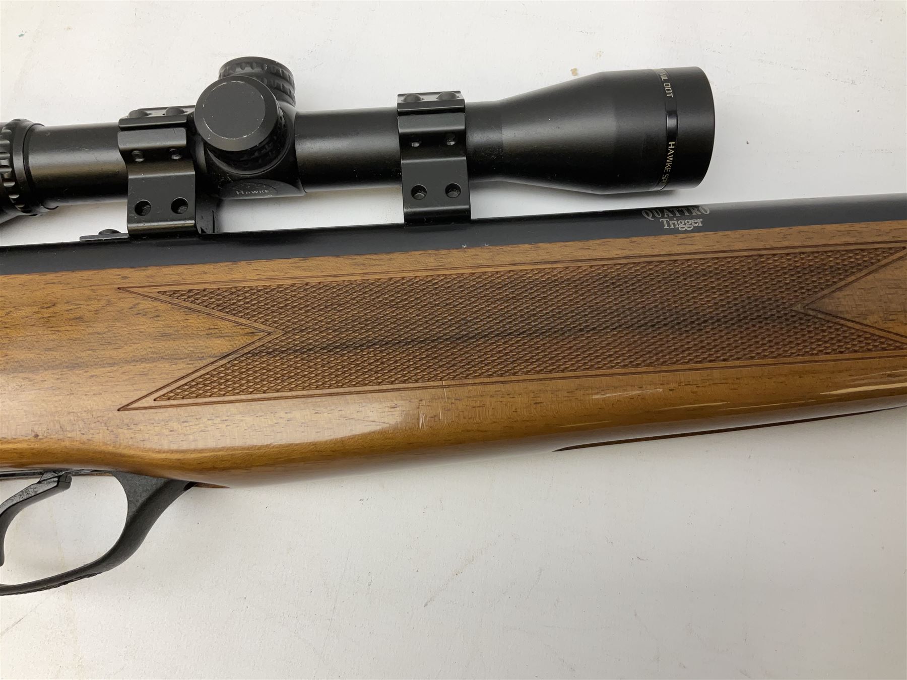 Hatsan Model 60S .22 air rifle with break-barrel action and Hawke 4 x 32 telescopic sight L115cm; in Field Sport fleece lined gun sling