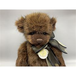 Five Charlie Bears, comprising limited edition Birthday Wojtek CB171840, limited to 4200, Anniversary Kojak CB161707, and Anniversary William CB151681, each designed by Isabelle Lee, Xavier CB620008, designed by Heather Lyell, and Anniversary Slothy Joe CB151558, all with tags 