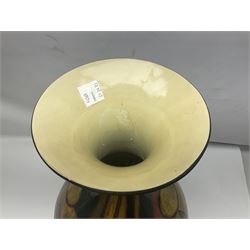 Large decorative floor vase, with a yellow and brown ground, H65cm