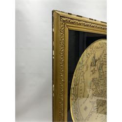 George III sampler of the map of Britain by M. Foster 1819, framed, H72cm W61cm