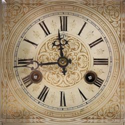 Junhgans eight-day cased mantle clock, with a square etched dial and Roman Numerals, a carved ogee pediment and turned finials, on a broad blinth with bun feet, H49cm