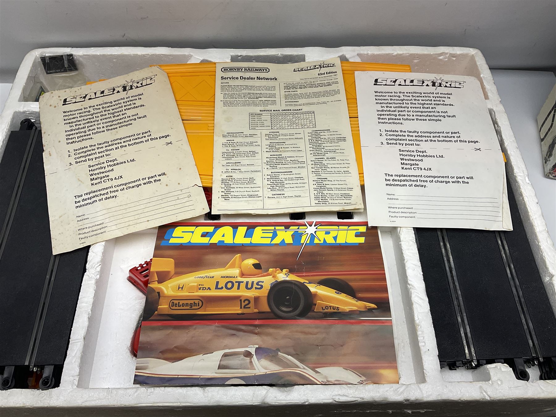 Scalextric - Pole Position set with Team Talbot and Wolf racing cars; boxed with paperwork