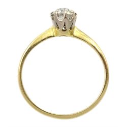 Early 20th century 18ct gold single stone old cut diamond ring, diamond approx 0.55 carat