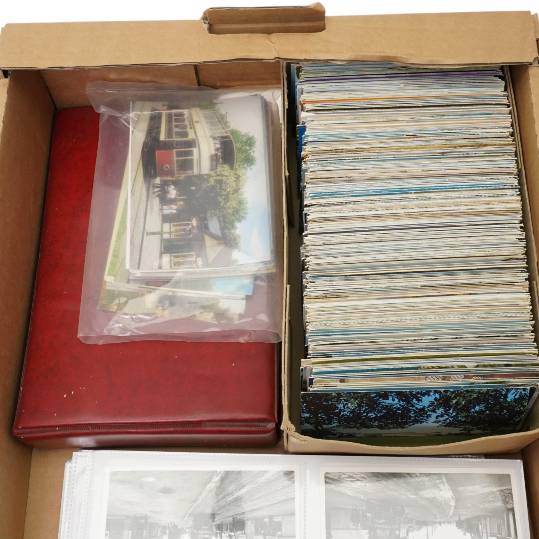 Large quantity of assorted postcards including 1950s and 60s GB topographical, novelty, comic, transport etc and an album of post office PHQ cards, over 2000 cards in total