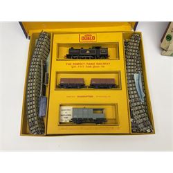 Hornby Dublo - G16 three-rail tank goods set with Class N2 0-6-2 tank locomotive No.69567, three goods wagons and track; boxed; D1 Level Crossing, Saxa Salt wagon, two Isolating Switch Points and Power Control Unit A2; all boxed; incomplete Meccano No.6 boxed set; Trix Twin Railway Bogie Timber wagon; boxed; View-Master 3-Dimension Viewer; boxed with slides; and Corgi die-cast Commer 5-ton lorry; unboxed