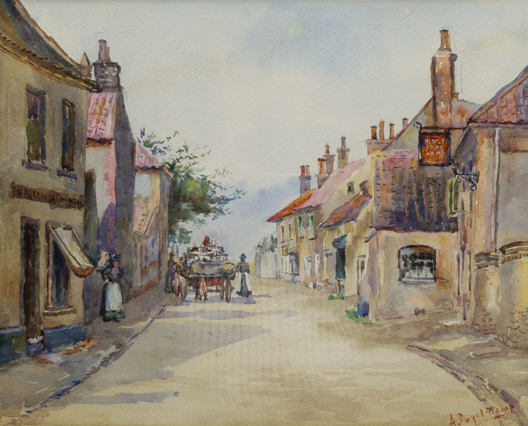 Amy Paget Kemp (British exh.1895-1919): Village High Street, watercolour signed 24cm x 29cm