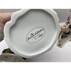 Two Capodimonte figures together with Melba Ware bull and other ceramics 