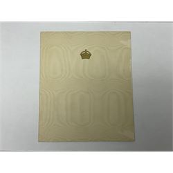 King George VI and Queen Elizabeth - signed 1949 Christmas card with gilt embossed crown to cover, black and white photograph to the interior, of The King and Queen riding in an open carriage to their Silver Wedding Celebration, signed 'George R. Elizabeth R.'